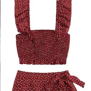 (FREE GIFT!) Ruffle Cami Crop Top/Wrap Skirt Set